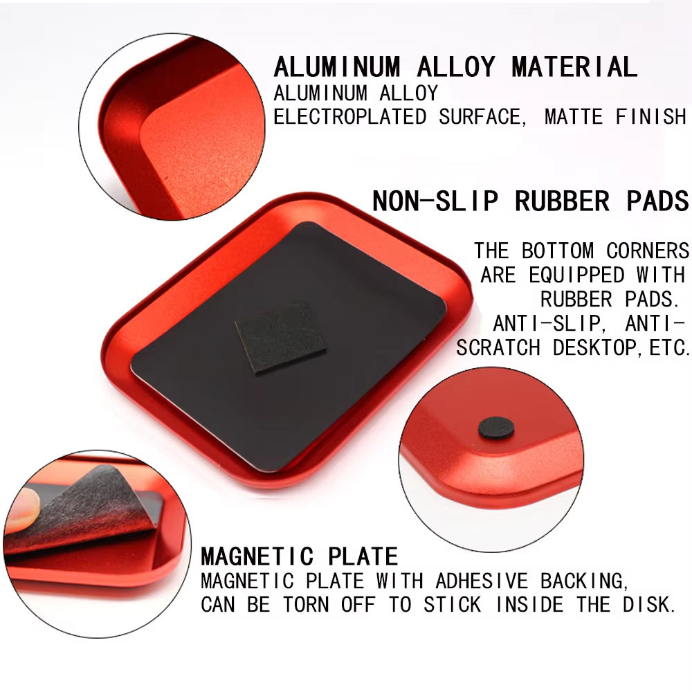 RC Screw Tray with Magnetic Pad Aluminium Alloy Magnet Screws Disk Storage Plate for RC Airplane Car Boat Repair Tool